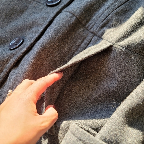 VTG Forecaster of Boston Wool Mid-Length Coat Plaid Contrast Hood size 16 Gray - Picture 5 of 11